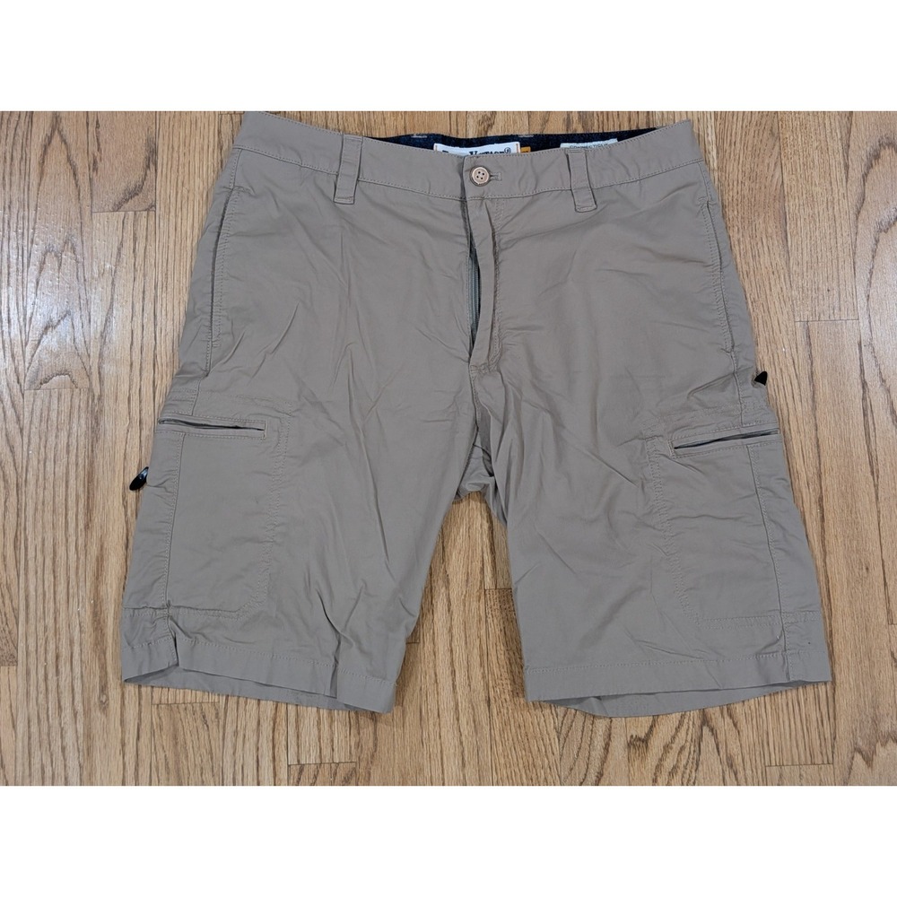 Tailor Vintage Men's Cargo Shorts 33 Khaki 9 inch inseam Flat Front Casual Luxe